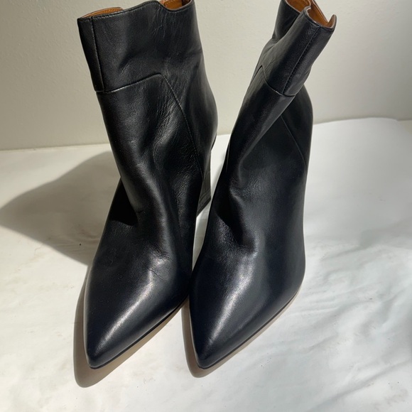 Franco Sarto Black Leather heeled Ankle Boots women’s 9.5 - Picture 2 of 9